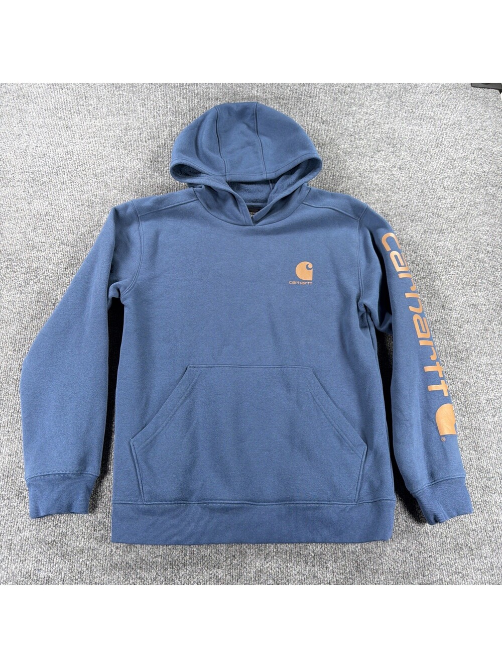 Carhartt Boys Logo Graphic Cozy Cotton Long Sleeve Pullover Hoodie Blue 14/16